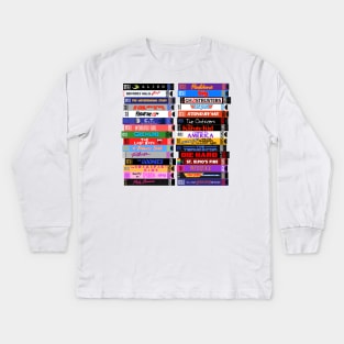 Retro 80s Movies VHS Stacks Kids Long Sleeve T-Shirt